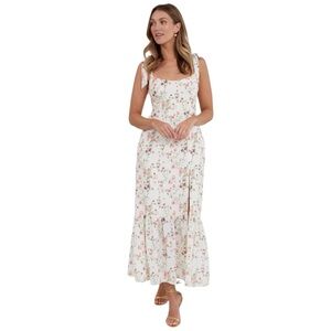 Park & Fifth Adelaide Maxi Dress Size Small Cream Floral Print